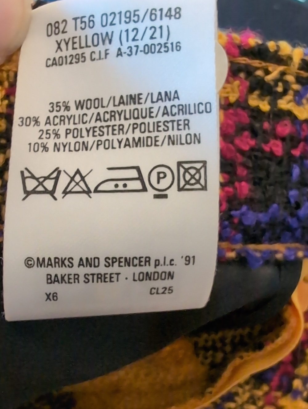 Vintage St. Michael Tweed Plaid Skirt Wool Blend Yellow Black Size Medium Twee - Picture 5 of 8